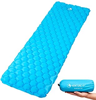 VENTURE 4TH Ultralight Air Sleeping Pad - Lightweight, Compact, Durable  Air Cell Technology for Added Stability and Comfort While Backpacking, Camping, and Traveling (Light Blue)