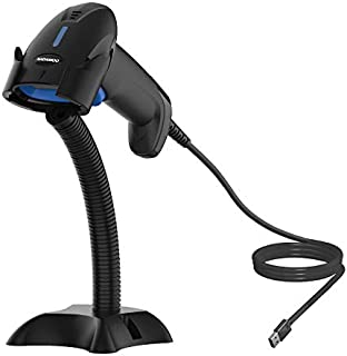 NADAMOO USB Barcode Scanner with Stand, 1D Wired Handheld Laser Bar Code Scanner UPC Barcode Reader for Inventory Library Warehouse Supermarket, Plug and Play, Work with Laptop, Computer