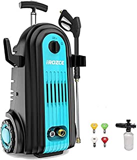 iRozce Pressure Washer, Brushless Induction Motor 3700PSI 2.8GPM Max, Electric Power Washer with Foam Cannon, Metal Adapter, Connector Nozzles for Driveway, Car Washing