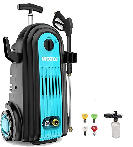 iRozce Pressure Washer, Brushless Induction Motor 3700PSI 2.8GPM Max, Electric Power Washer with Foam Cannon, Metal Adapter, Connector Nozzles for Driveway, Car Washing