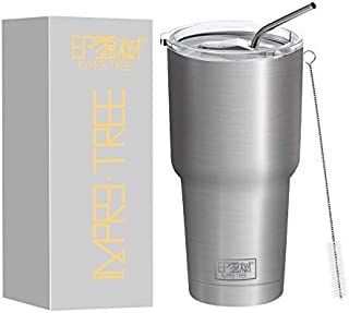 IMPR3·TREE Tumber 30 oz Stainless Steel Vacuum Insulated Travel Mug Water Bottle Camping Thermoses Coffee Cup with Straw, Stainless Steel