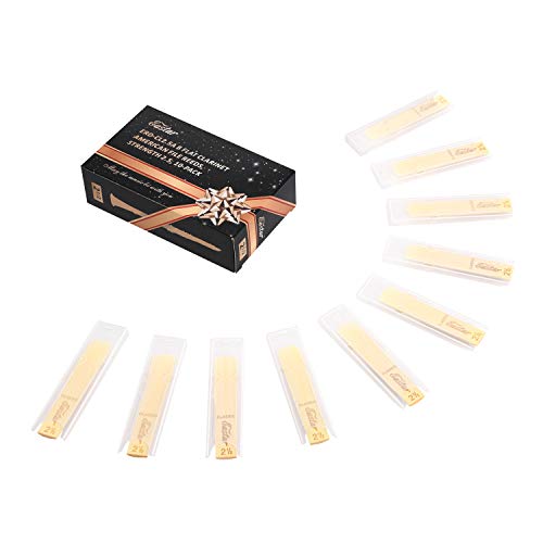 Eastar 10 Pack Bb Clarinet Reeds 2.5 ERD-CL2.5A, American File B Flat Clarinet Reeds With Box