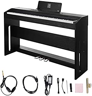 Digital Piano,Les Ailes de la Voix 88 Key Electric Piano Home Piano Electric Keyboard for Beginner Adults with 3 Pedal Board,Music Stand,Power Adapter, Headphone,Instruction Book Black