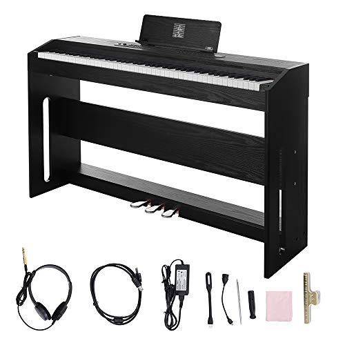 Digital Piano,Les Ailes de la Voix 88 Key Electric Piano Home Piano Electric Keyboard for Beginner Adults with 3 Pedal Board,Music Stand,Power Adapter, Headphone,Instruction Book Black