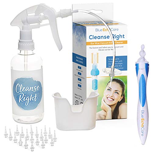 Cleanse Right - Ear Wax Removal Kit- Electronic Ear Wax Remover, Soft Silicone Spiral Earwax Remover Tool, Wash Basin, 8 Ear Curettes, 20 Disposable Tips! - Cleaner Tool to Remove Ear Blockage