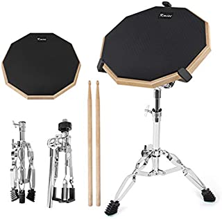 Practice Drum Pad Set 12 Inch Exercise Pads Mat for Adult Kids with Snare Drums Stand Double Sided Drumsticks