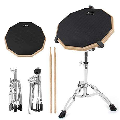 Practice Drum Pad Set 12 Inch Exercise Pads Mat for Adult Kids with Snare Drums Stand Double Sided Drumsticks