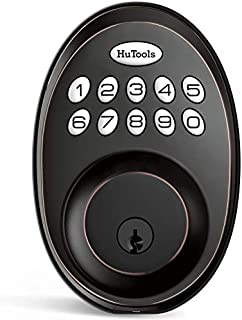 Keyless Entry Door Lock, HuTools Door Locks with Keypads, Electronic Deadbolt Lock with 20 User Codes, Auto Lock, 1 Time Code, 1 Button Locking, Oil Rubbed Bronze