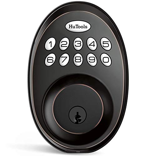 Keyless Entry Door Lock, HuTools Door Locks with Keypads, Electronic Deadbolt Lock with 20 User Codes, Auto Lock, 1 Time Code, 1 Button Locking, Oil Rubbed Bronze