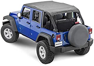 MasterTop Bimini Plus Summer Soft Top in Black Diamond Fits 2010-2018 Jeep Wrangler JKU 4 DR |Made with True Sail Cloth Fabric|14300435