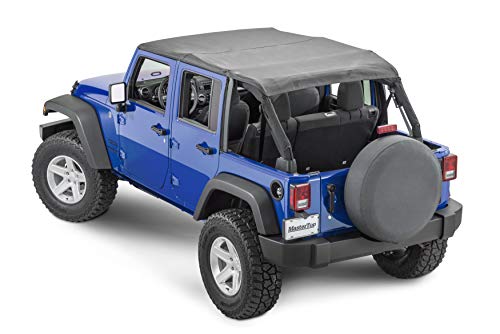 MasterTop Bimini Plus Summer Soft Top in Black Diamond Fits 2010-2018 Jeep Wrangler JKU 4 DR |Made with True Sail Cloth Fabric|14300435