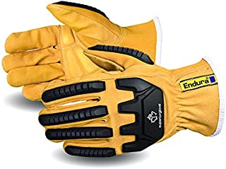 Superior Goatskin Leather Safety Work Gloves - Anti-Impact Backing Hand Protection - Oil and Water Repellent (378GKVSB - 1 Pair) Size Large