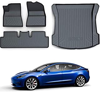 MASISCO Tesla Model 3 Heavy Duty All Weather Floor Mats | Custom Fit for Front Seats, Rear Seats, and Trunk (4 Piece Set)