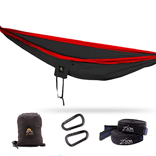 Zion Sports Outdoor Camping Hammock - Portable Double Hammock with Tree Straps and Carabiners for Hiking, Beach, Backpacking, Sleeping, Travel (Load Capacity of 800 lbs)