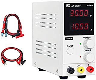 DC Power Supply Variable 30V 10A, 4-Digital LED Display, Precision Adjustable Regulated Switching Power Supply Digital with Alligator Leads US Power Cord 