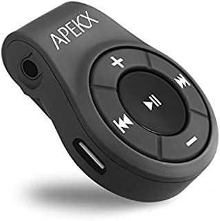 APEKX Clip Bluetooth Audio Adapter for Headphones, Headset, Speaker, Wireless Receiver with MIC for Hands-Free Call and Music