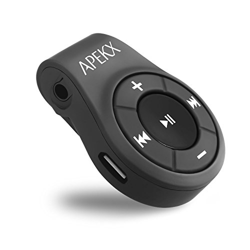 APEKX Clip Bluetooth Audio Adapter for Headphones, Headset, Speaker, Wireless Receiver with MIC for Hands-Free Call and Music