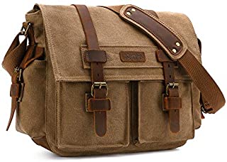 Kattee Leather Canvas Camera Bag Vintage DSLR SLR Messenger Shoulder Bag