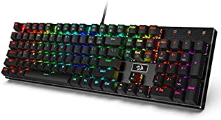 Redragon K556 RGB LED Backlit Wired Mechanical Gaming Keyboard, Aluminum Base, 104 Standard Keys