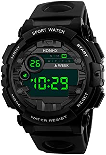 Men's Digital Sport Watch Electronic LED Fashion Waterproof Outdoor Casual Wrist Watch (Black)