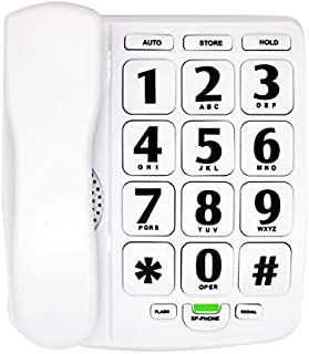 HePesTer P-02 Amplified Large Button Corded Phone for Senior Home Landline Telephone Wall Mountable Elderly Phones for Low Vision(White)