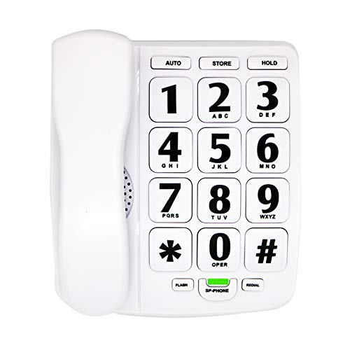 HePesTer P-02 Amplified Large Button Corded Phone for Senior Home Landline Telephone Wall Mountable Elderly Phones for Low Vision(White)