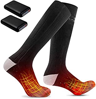 RESVIN Heated Socks for Men Women, Rechargeable Battery Powered Winter Warm Socks with 4000mAh Large Capacity Battery for 10 Hours Heating time, Winter Foot Warmers Ski Socks for Hunting, Fishing