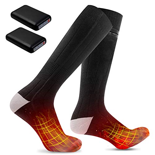 RESVIN Heated Socks for Men Women, Rechargeable Battery Powered Winter Warm Socks with 4000mAh Large Capacity Battery for 10 Hours Heating time, Winter Foot Warmers Ski Socks for Hunting, Fishing