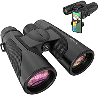 12x42 Binoculars for Adults with Universal Phone Adapter - Super Bright and Large View Binoculars for Bird Watching, Hunting, Sports (Waterproof)