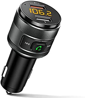 IMDEN Bluetooth 5.0 FM Transmitter for Car, 3.0 Wireless Bluetooth FM Radio Adapter Music Player FM Transmitter/Car Kit with Hands-Free Calling and 2 USB Ports Charger Support USB Drive