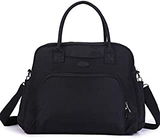 Lily & Drew Carry On Weekender Overnight Travel Shoulder Bag for 15.6 Inch Laptop Computers for Women (Black V2)