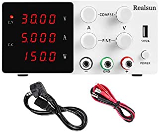 Realsun DC Bench Power Supply Variable 30V 5A with 4-Digital LED Display + Precision Adjustable Switching Regulated Adjustments