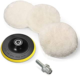 MATCC 5 Pcs 6 Inch Polishing Buffer Wool and Wheel Polishing Pad Woolen Polishing Waxing Pads Kits with M14 Drill Adapter