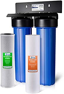 iSpring WGB22B 2-Stage Whole House Water Filtration System Big Blue with 20 x 4.5 Fine Sediment and Carbon Block Filters, Removes 99% of Chlorine