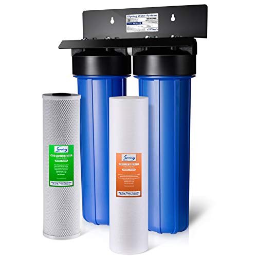 iSpring WGB22B 2-Stage Whole House Water Filtration System Big Blue with 20 x 4.5 Fine Sediment and Carbon Block Filters, Removes 99% of Chlorine