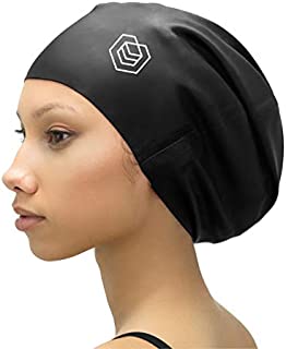 SOUL CAP XL  Extra Large Swimming Cap - Designed for Long Hair, Dreadlocks, Weaves, Hair Extensions, Braids, Curls & Afros - Women & Men - Premium Silicone (Black)