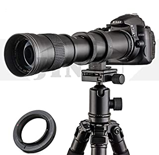 JINTU 420-800mm f/8.3 HD Telephoto Zoom Lens for Nikon SLR Digital Cameras D5600 D5500 D5300 D5200 D5100 D3500 D3400 D3300 D3100 D3200 D7500 D7200 D7000 D7100 DF D750 D90 D850 + Bag + Aluminum Alloy