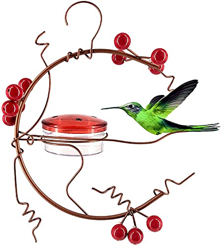 skayddb Metal Hanging Red Berries Bird Feeder Outdoor Hummingbird Feeder Wild Bird Feeders Bird Feeder for Garden Yard Decoration