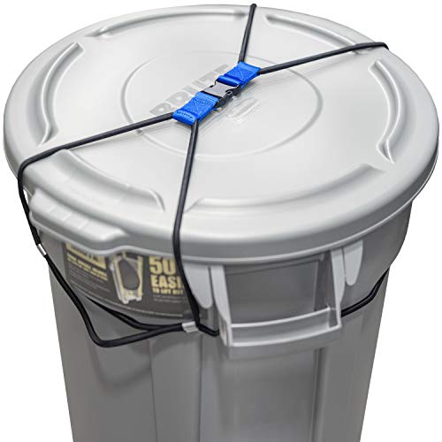 Encased Trash Can Lock for Animals/Raccoons, Bungee Cord Heavy Duty Large Outdoor Garbage Lid Lock