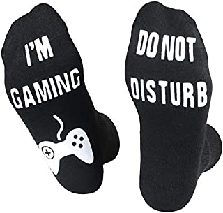 Do Not Disturb Gaming Socks, Funny Cotton Novelty Gamer Socks Gifts for Kids Teen Boys Mens Womens Game Lovers