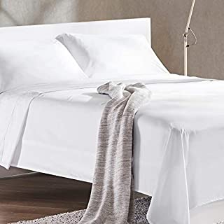 SLEEP ZONE Bed Sheet Set Cooling with Nanotex Moisture Wicking Technology Double Brushed Soft Wrinkle Free Fade Resistant Easy Care Sheets 4 PC, White,Queen