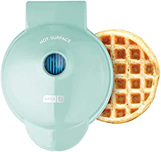 Dash DMW001AQ, Mini Waffle Maker Machine for Individuals, Paninis, Hash Browns, & Other On the Go Breakfast, Lunch, or Snacks, with Easy to Clean, Non-Stick Sides, 4 Inch, Aqua