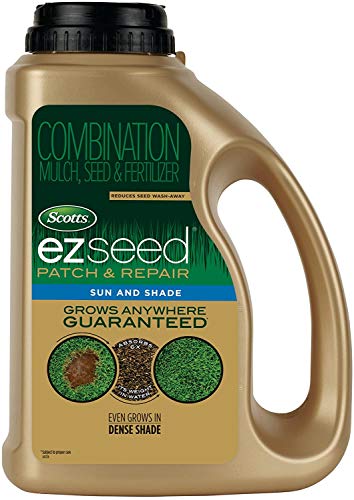 Scotts EZ Seed Patch and Repair Sun and Shade, 3.75 lb. - Combination Mulch, Seed and Fertilizer - Tackifier Reduces Seed Wash-Away - Covers up to 85 sq. ft.