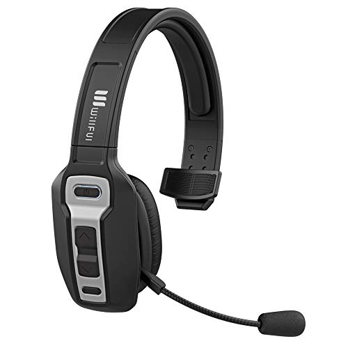 Bluetooth Headset, Willful BT 5.0 Wireless Headset with Microphone (Flexible Noise Cancelling Mic) Mute Button 30Hrs Clear Talk Time Pro for Car Truck Driver Business Home Office Cell Phones PC