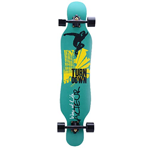 HYE-SPORT 41 Inch X 9 Inch Wide Deck Longboards Skateboard Basic Cruiser Dancing Longboards for Beginners and Professionals (Drop Through Deck - Camber Concave)