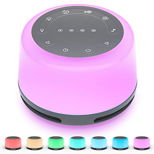 Anescra White Noise Machine with 24 Hi-Fi Soothing Sounds, Night Light and Timer, Built-in Rechargeable Battery, Portable Sleep Sound Machine for Baby, Adult, Home, Office, Travel and Sound Therapy