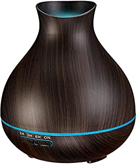 BZseed Aromatherapy Essential Oil Humidifier 550ml 12 Hours High Output for Large Room, Home, Waterless Auto-Off, 7 Color LED Lights Wood Grain Ultrasonic Cool Mist Diffusers