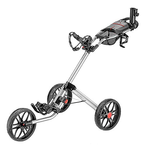 caddytek 3 Wheel Golf Push Cart - Deluxe Quad-Fold Compact Push & Pull Folding Caddy Trolley - Caddylite 15.3 V2