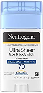 Neutrogena Ultra Sheer Non-Greasy Sunscreen Stick for Face & Body, Broad Spectrum SPF 70 UVA/UVB Sunscreen Stick, PABA-Free, 1.5 oz