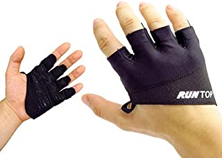 Workout Gloves Weight Lifting Grips with Silicon Padding by RUNTOP - Exercise Gloves Perfect for Women Men Crossfit Training WODS Weightlifting Bodybuilding Powerlifting Gym Fitness (Space Black, M)